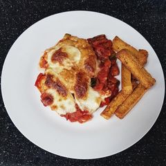 A picture of Baked chicken parmigiana.