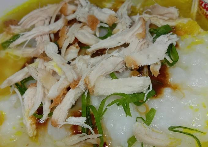 Bagaimana Menyiapkan Bubur ayam kuah kuning Anti Gagal