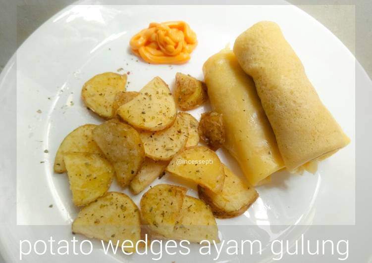 Potato wedges ayam gulung