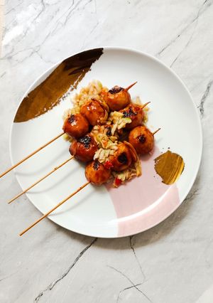 Foto resep Sate Bakso Ikan dengan Sambal Mangga