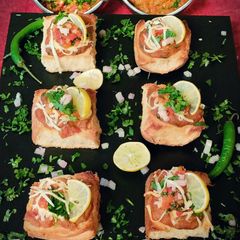 A picture of Pav Bhaji Bruschetta - A feast for an eye.