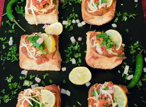 A picture of Pav Bhaji Bruschetta - A feast for an eye.