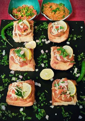 A picture of Pav Bhaji Bruschetta - A feast for an eye.