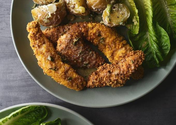 Crispy Chicken Tenders In Garlic Lemon Butter & Pepper Sauce