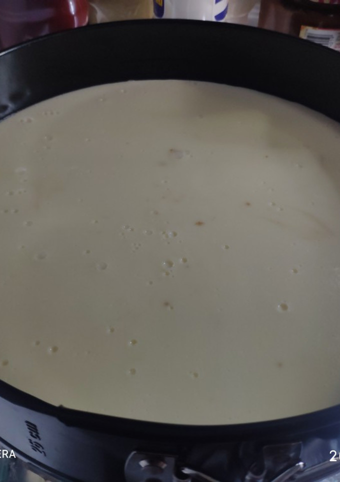 Una foto de Flan de chocolate blanco y queso en mambo