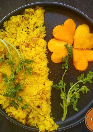 A picture of Basonti pulao.