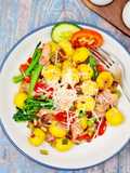 Stir fried Garlic & Mozerella Gnocchi with bacon and chilli