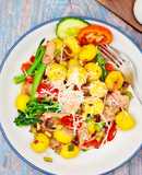 Stir fried Garlic & Mozerella Gnocchi with bacon and chilli