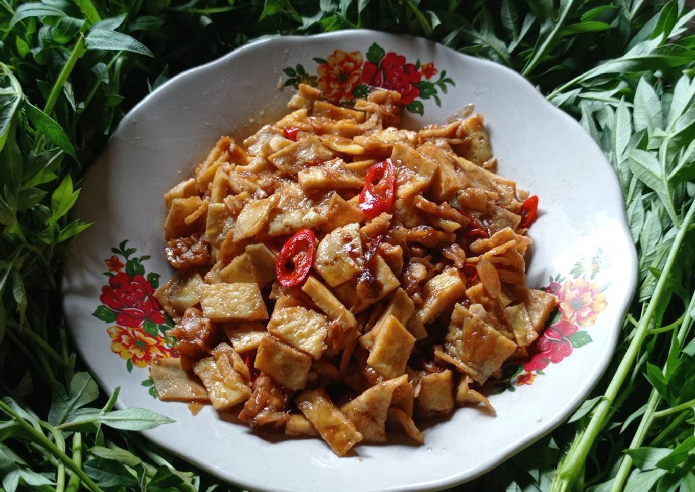 Tumis telur tempe saus tiram