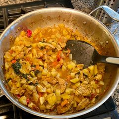 A picture of Chicken and Squash Guyanese Curry.