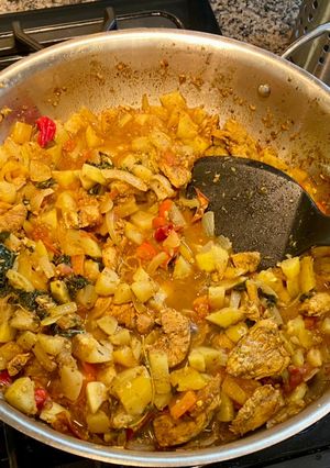 A picture of Chicken and Squash Guyanese Curry.