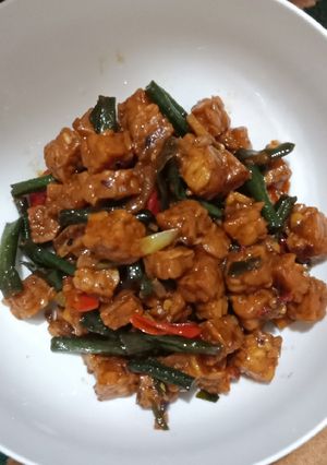 Foto resep Tumis tempe kacang panjang (pedas manis)