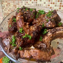 A picture of Turf It! The Filipino Style Sweet & Spicy Cajun Ribs w/ Cajun Fried Rice.