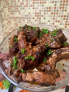 A picture of Turf It! The Filipino Style Sweet & Spicy Cajun Ribs w/ Cajun Fried Rice.