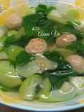Canh mướp mồng tơi nấu bò viên