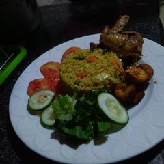 A picture of Coconut Fried Rice and TLC salad.