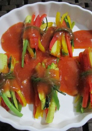 वेजटेबल्स बंडल्स इन स्वीट एंड सावर सॉस -नो अनियन -नो गार्लिक#sabzi#grand#post 2 रेसिपी मुख्य फोटो
