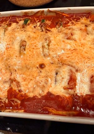 Rakott édesburgonyás, cukkinis padlizsán recept fotója