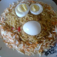 A picture of Noodles, Coleslaw and Eggs. #noodlescompetition.