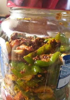 A picture of Green chilli garlic carrot achar.
