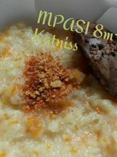Foto resep Hati Ayam Bakar + Nasi Lembek Sayur (MPASI 8m+)