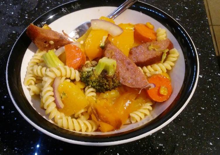Recipe of Homemade Roasted sausage pasta salad