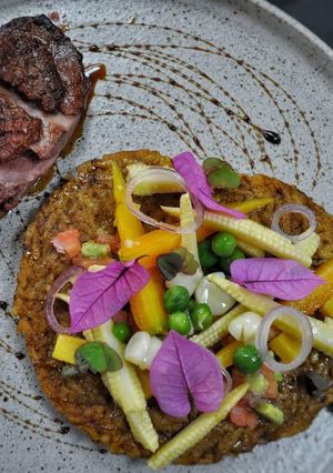 Una foto de Tortilla de Arroz y Judías Pintas con Picaña