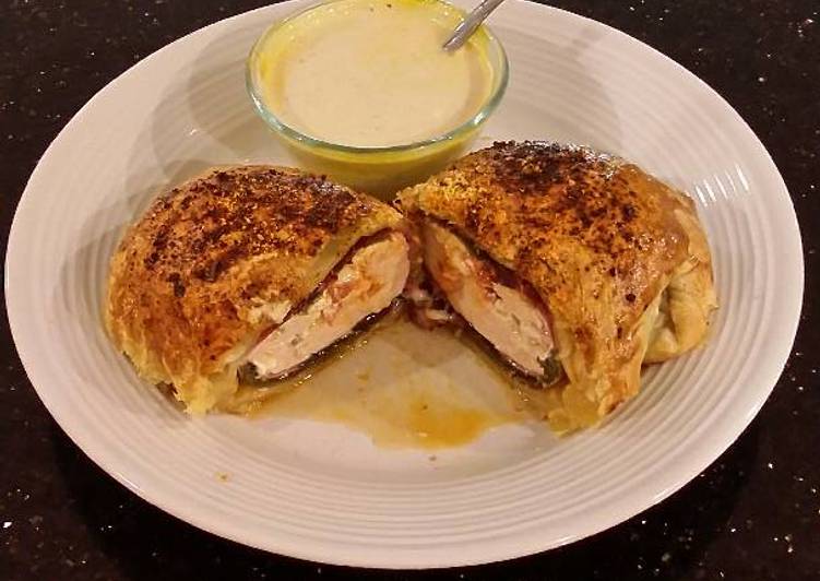 Recipe of Quick Stuffed Chicken Breasts with Cheese, Poblano Peppers and Pastram