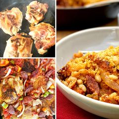 A picture of Fullblood Wagyu Smoked Kielbasa And Chicken Cassoulet.