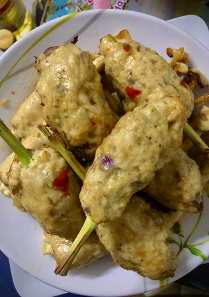 Hình của món Gà xiên sả nướng bằng nồi chiên không dầu.