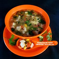 A picture of Mix Veggies Paneer Sweet Corn Soup.