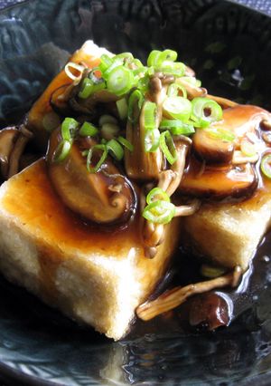 A picture of Agedashi Tofu Mushroom Sauce.