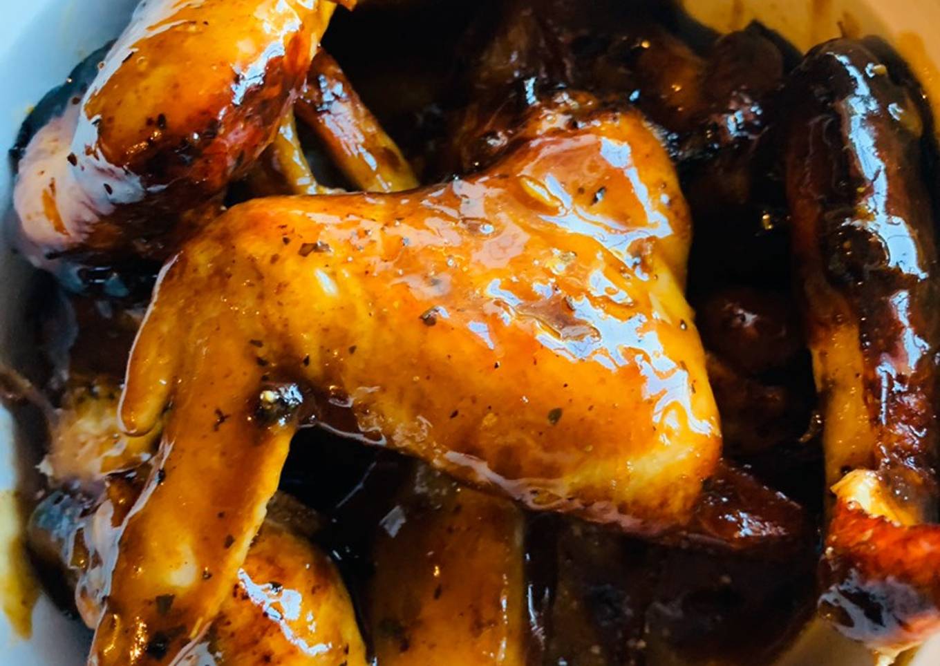 Honey lemon garlic sticky wings
