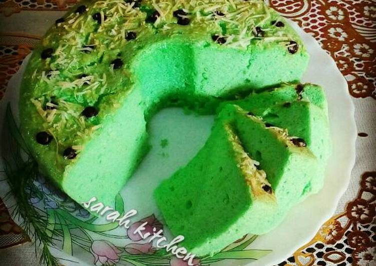 Cake chiffon pandan putih telur