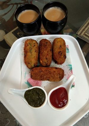 A picture of Brown bread cutlet.