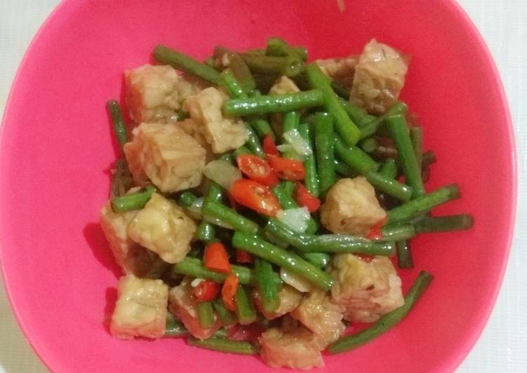 Sayur tumis kacang panjang tempe