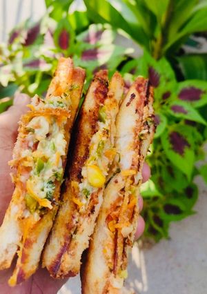 A picture of Cheesy veggie sandwich.