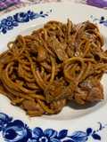 Spaghettoni all’aglio nero e funghi porcini