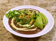 A picture of black bean soup