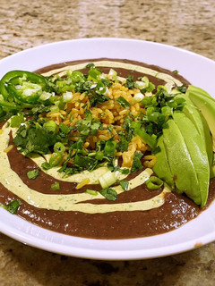 A picture of Cuban black bean soup.