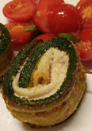 A picture of Involtini di zucchine e spada courgette and swordfish rolls.