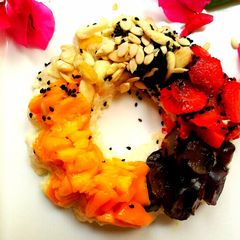 A picture of Frushi Cake.. (no bake veg.fasting Recipe).