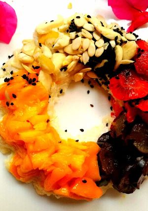 A picture of Frushi Cake.. (no bake veg.fasting Recipe).