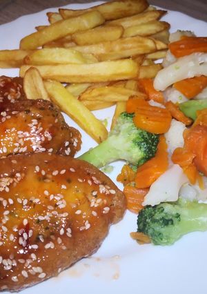 Kínai édes - chilis szezámmagos csirke recept fotója