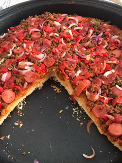 A picture of No-Cheese Pizza.