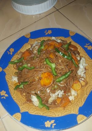 A picture of Brown spaghetti.