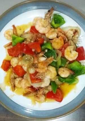 Foto resep Tumis Udang Mentega Cah Paprika