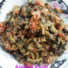 A picture of Qeema karela (Bitter gourd) recipe.