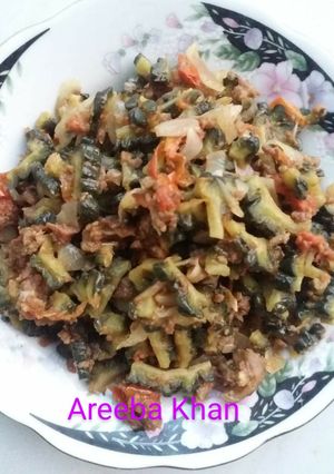 A picture of Qeema karela (Bitter gourd) recipe.