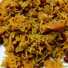 A picture of Left over chickpea biryaani.